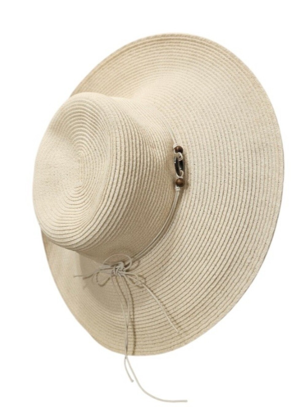 croft & barrow Cream Wide-Brim Straw Hat with Tie Detail